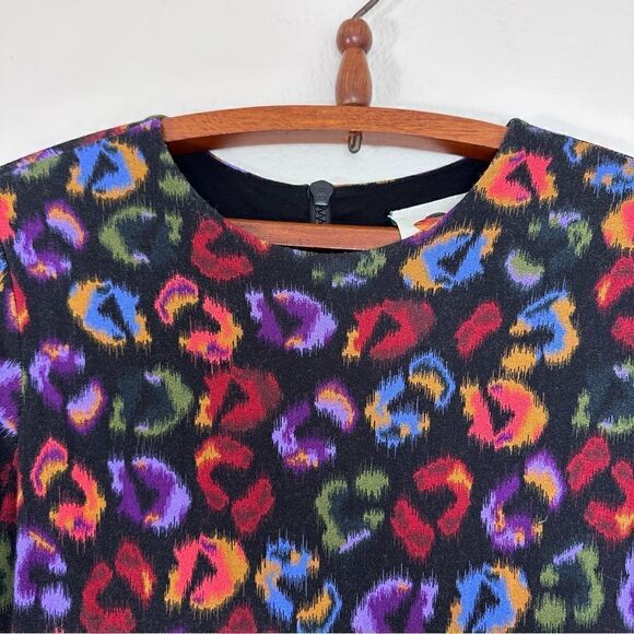 FARM Rio Leopard Print Jersey Sheath Dress in Black Ikat-Dyed Size S - Picture 10 of 13